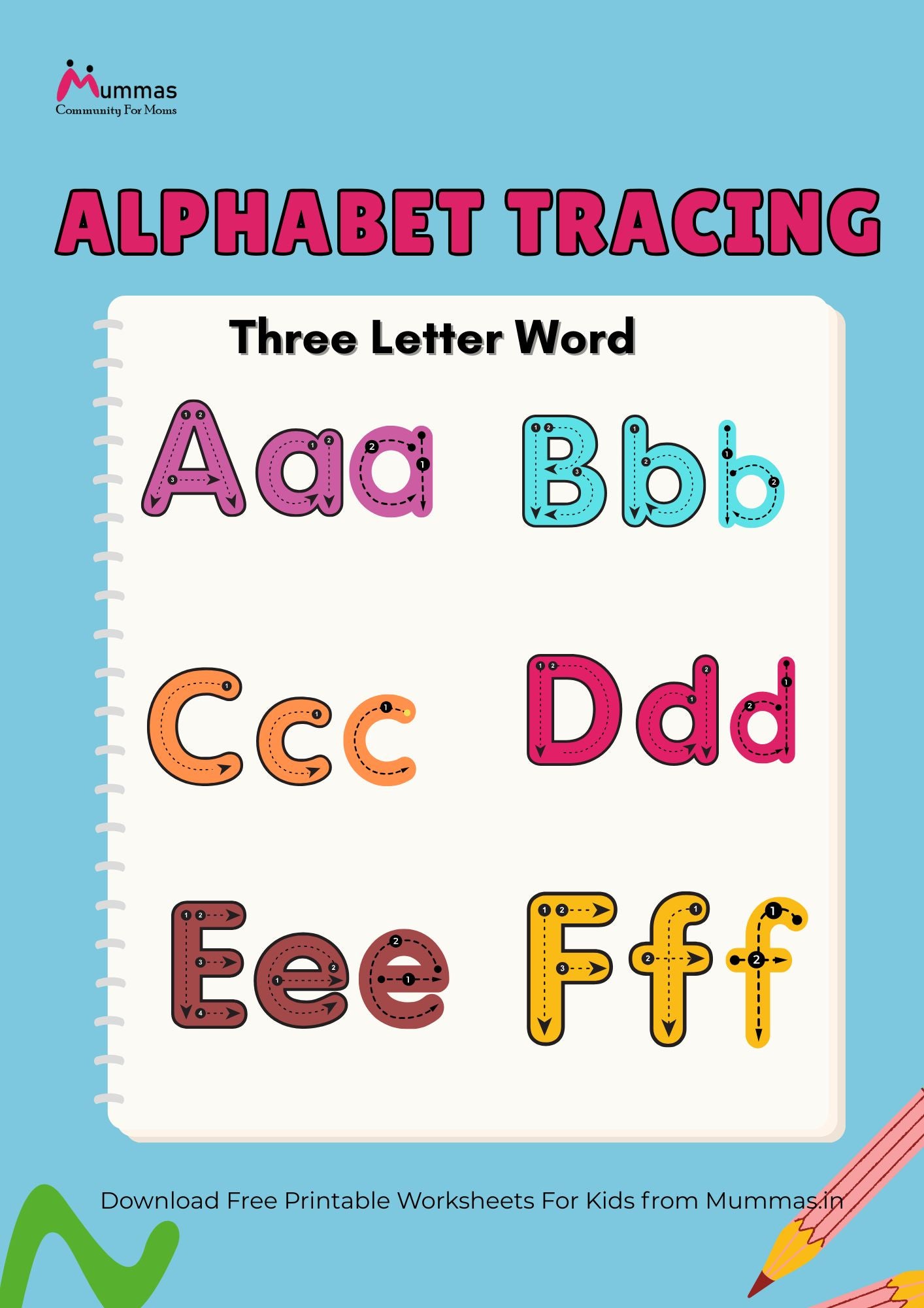 English 3 letter word Tracing