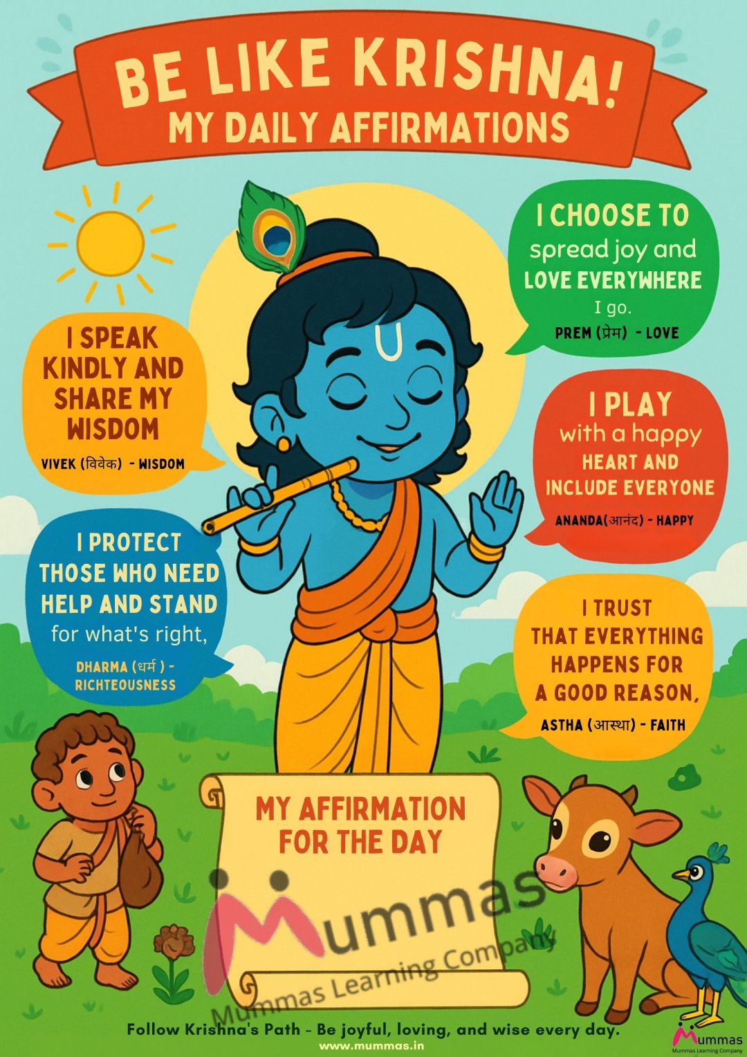 Krishna Affirmation Sheet for Kids