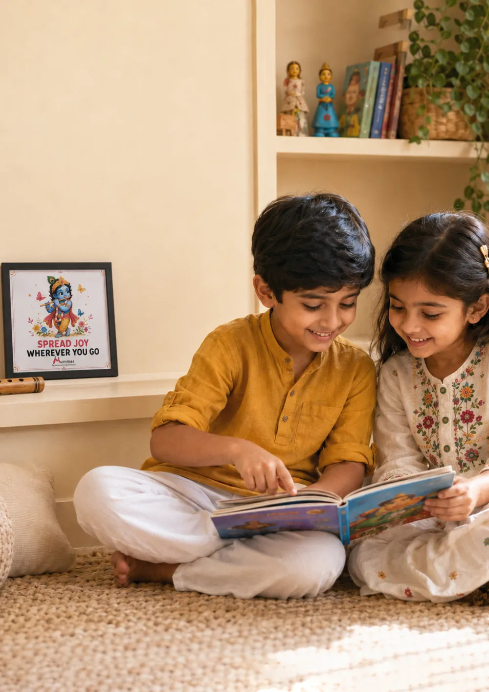 Krishna “Spread Joy Wherever You Go” Kids Room Photo Frame (8 x 8 Inches)