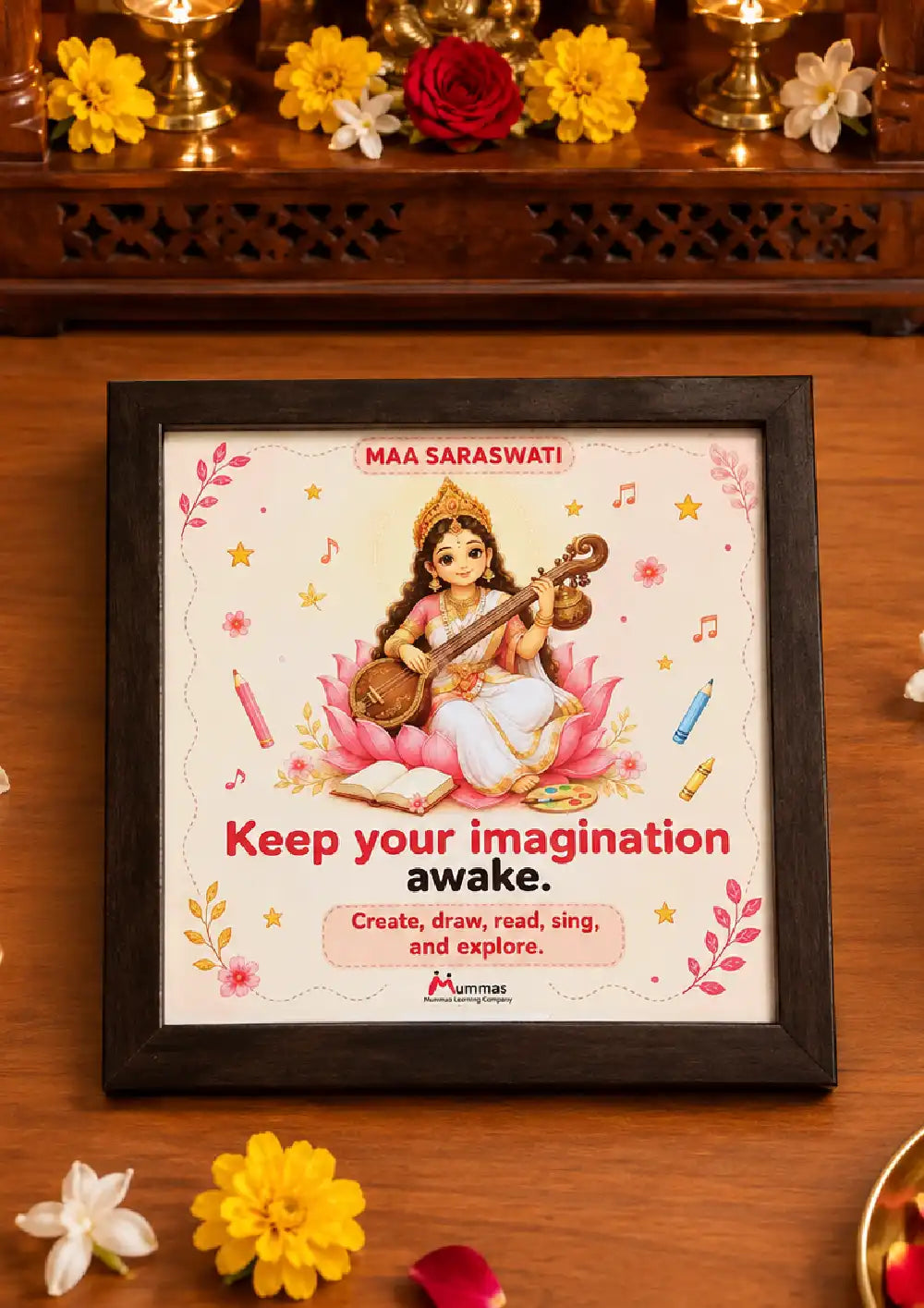 Maa Saraswati Keep Your Imagination Photo Frame - 8X8 Inches