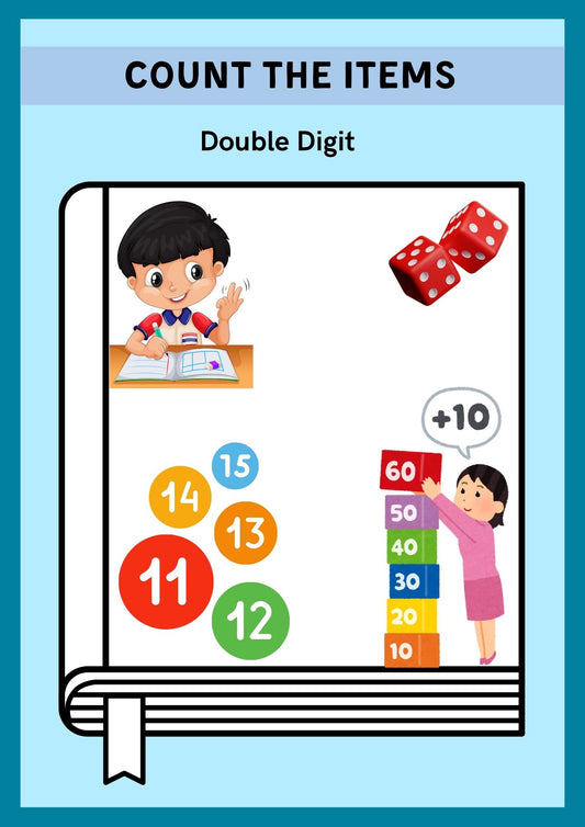 Counting Numbers Kindergarten Worksheet in Colourful Illustrative Style