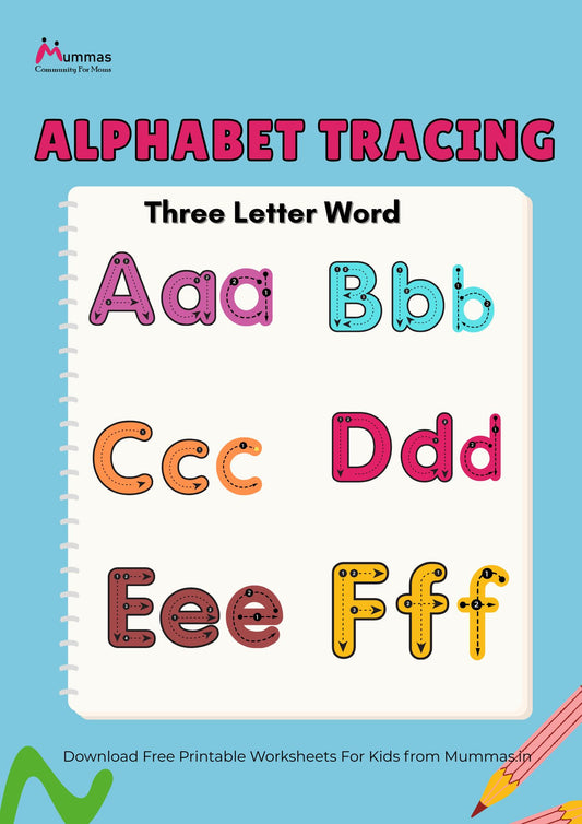 English 3 letter word Tracing