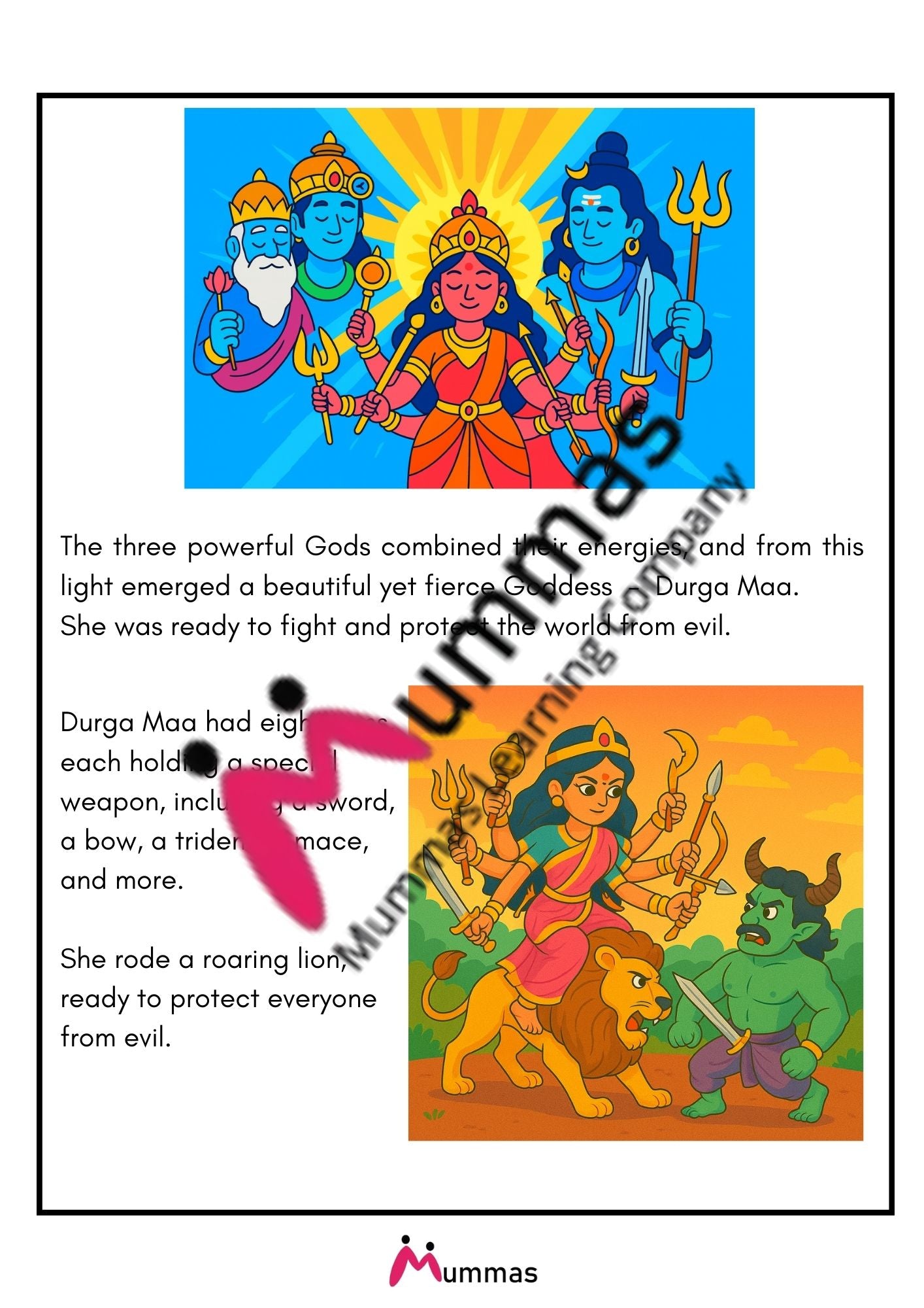 Goddess Durga and the Buffalo Demon - Activity Workbook for Kids