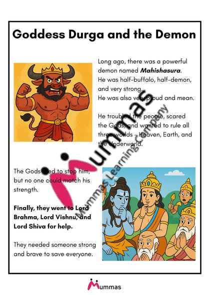 Goddess Durga and the Buffalo Demon - Activity Workbook for Kids