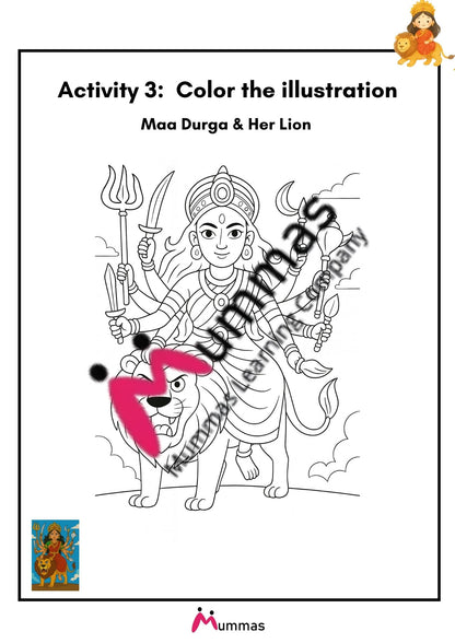 Goddess Durga and the Buffalo Demon - Activity Workbook for Kids