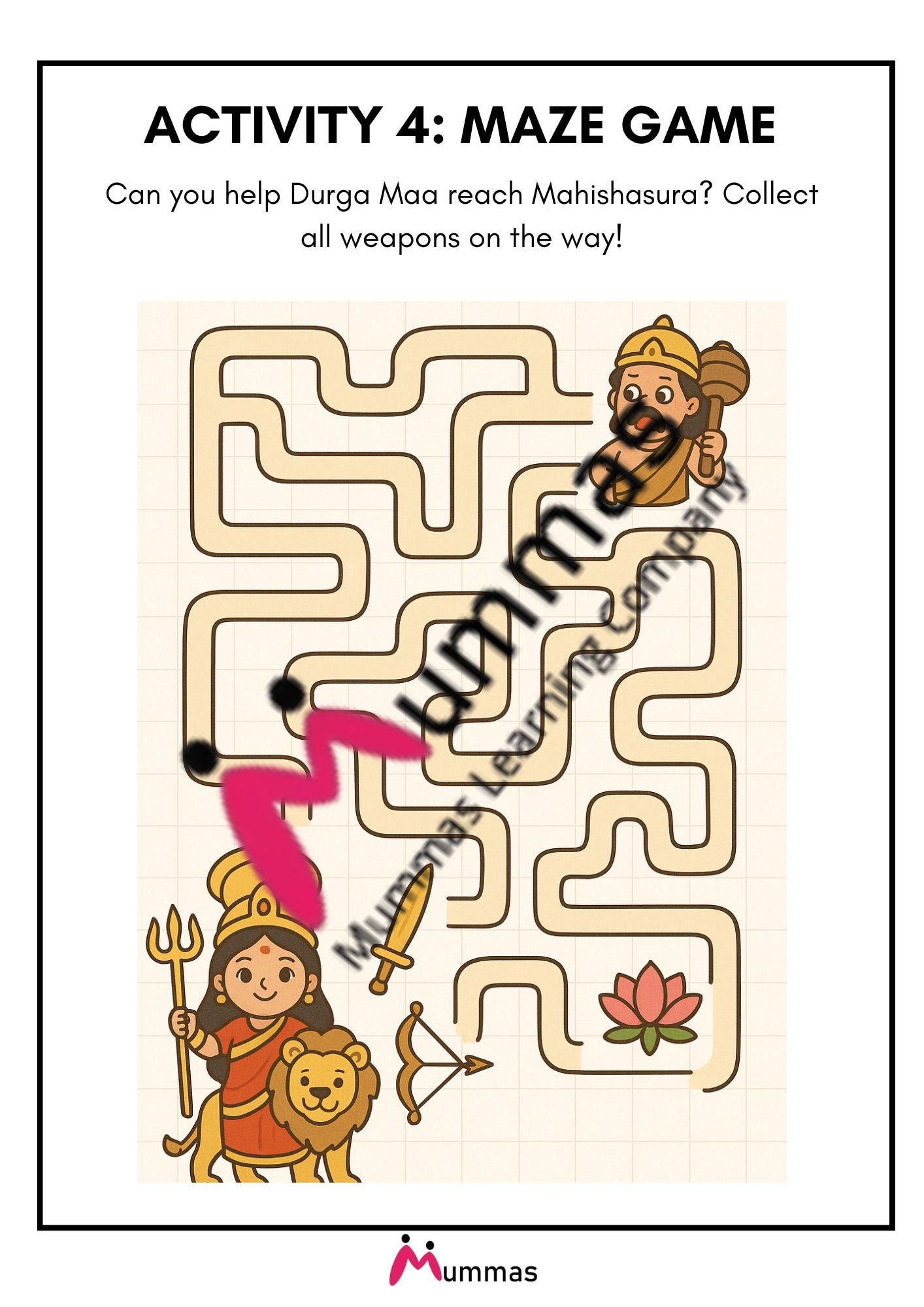 Goddess Durga and the Buffalo Demon - Activity Workbook for Kids