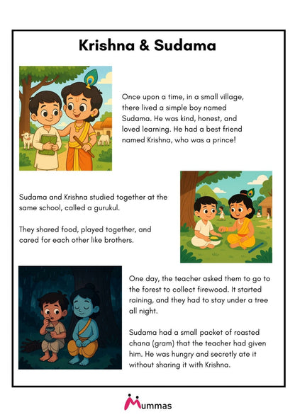 Krishna and Sudama Storybook with Activities | Story of True Friendship | Suitable for Kids Above 3 Years