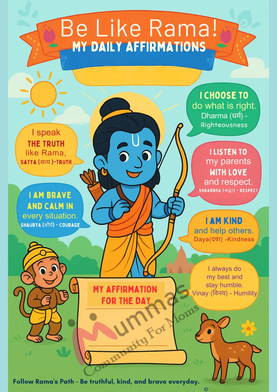Rama Affirmation Sheet for Kids