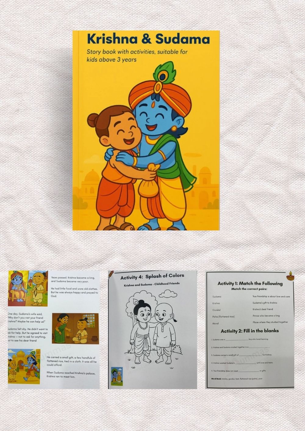 Sacred Values Combo – Ganesha's Elephant Head, Krishna and Sudama, & Shurpanakha Book