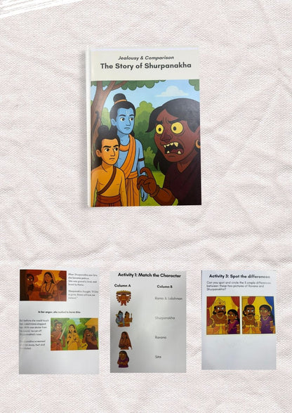 Sacred Values Combo – Ganesha's Elephant Head, Krishna and Sudama, & Shurpanakha Book