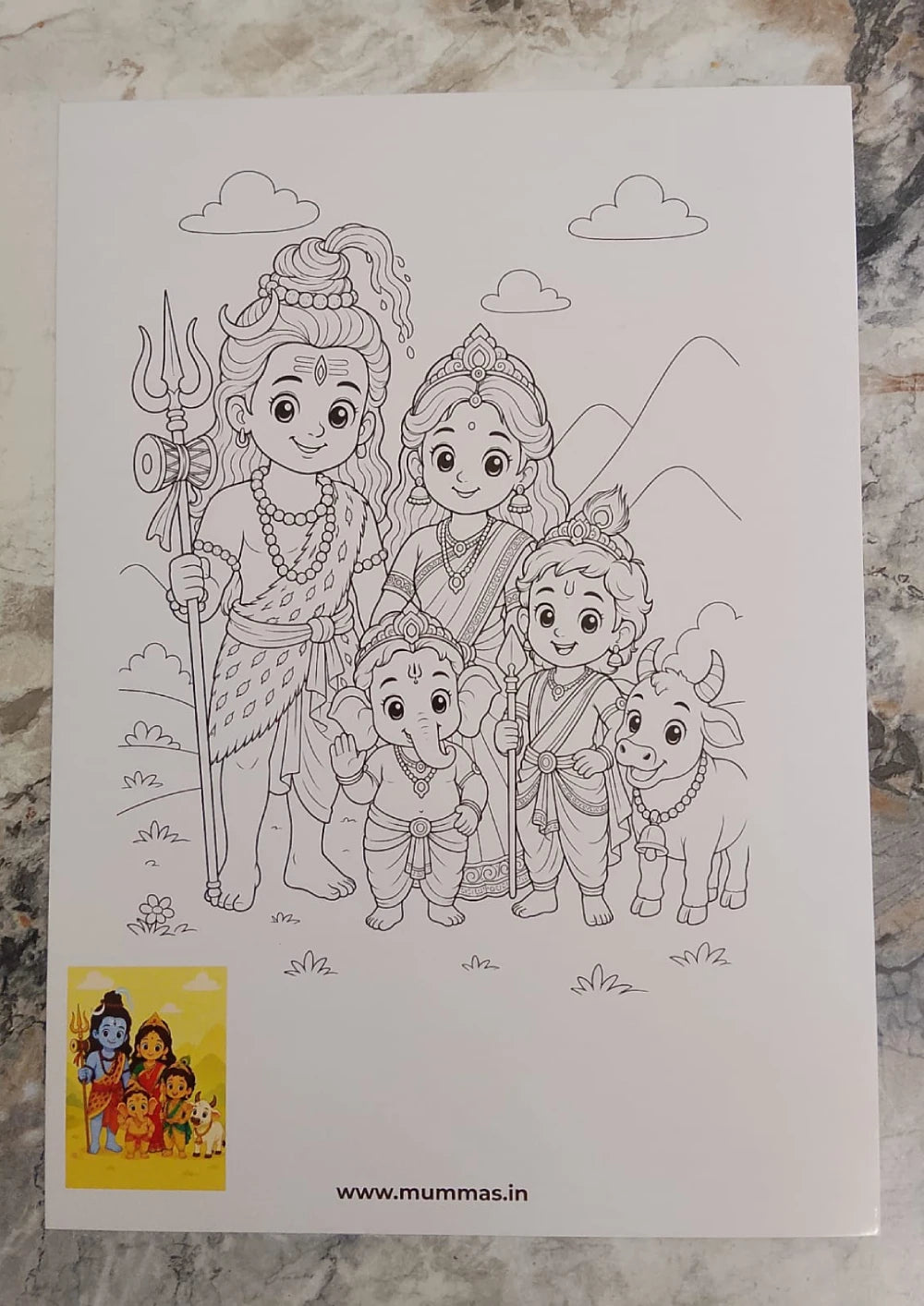 Shiv Pariwaar Coloring Sheet - 300 GSM