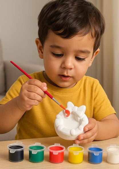 DIY Christmas Ornament Painting Kit for Kids – Ceramic Wreath with Bow Figurine, Paints & Brush – Holiday Arts & Crafts Gift Set