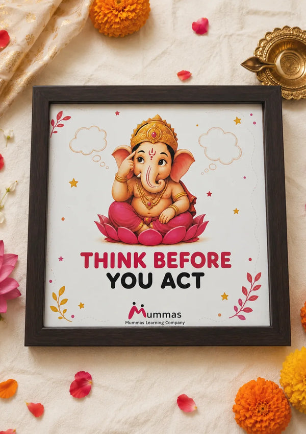 Ganesha “Think Before You Act” Kids Photo Frame - 8 x 8 Inches