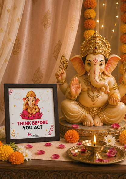Ganesha “Think Before You Act” Kids Photo Frame - 8 x 8 Inches