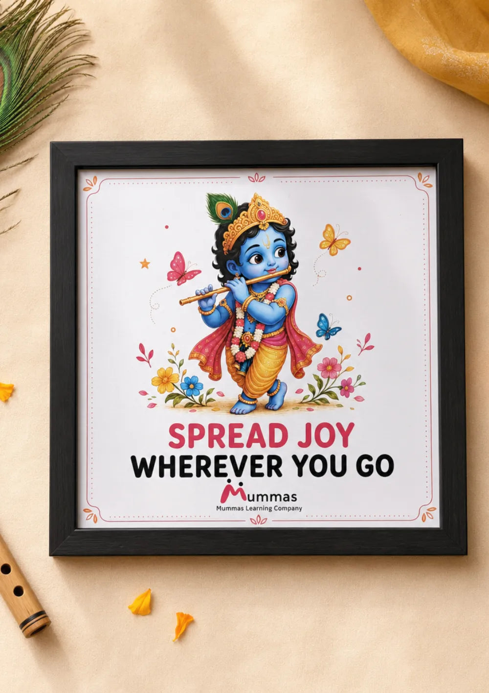 Krishna “Spread Joy Wherever You Go” Kids Room Photo Frame (8 x 8 Inches)