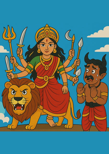 Goddess Durga and the Buffalo Demon - Activity Workbook for Kids