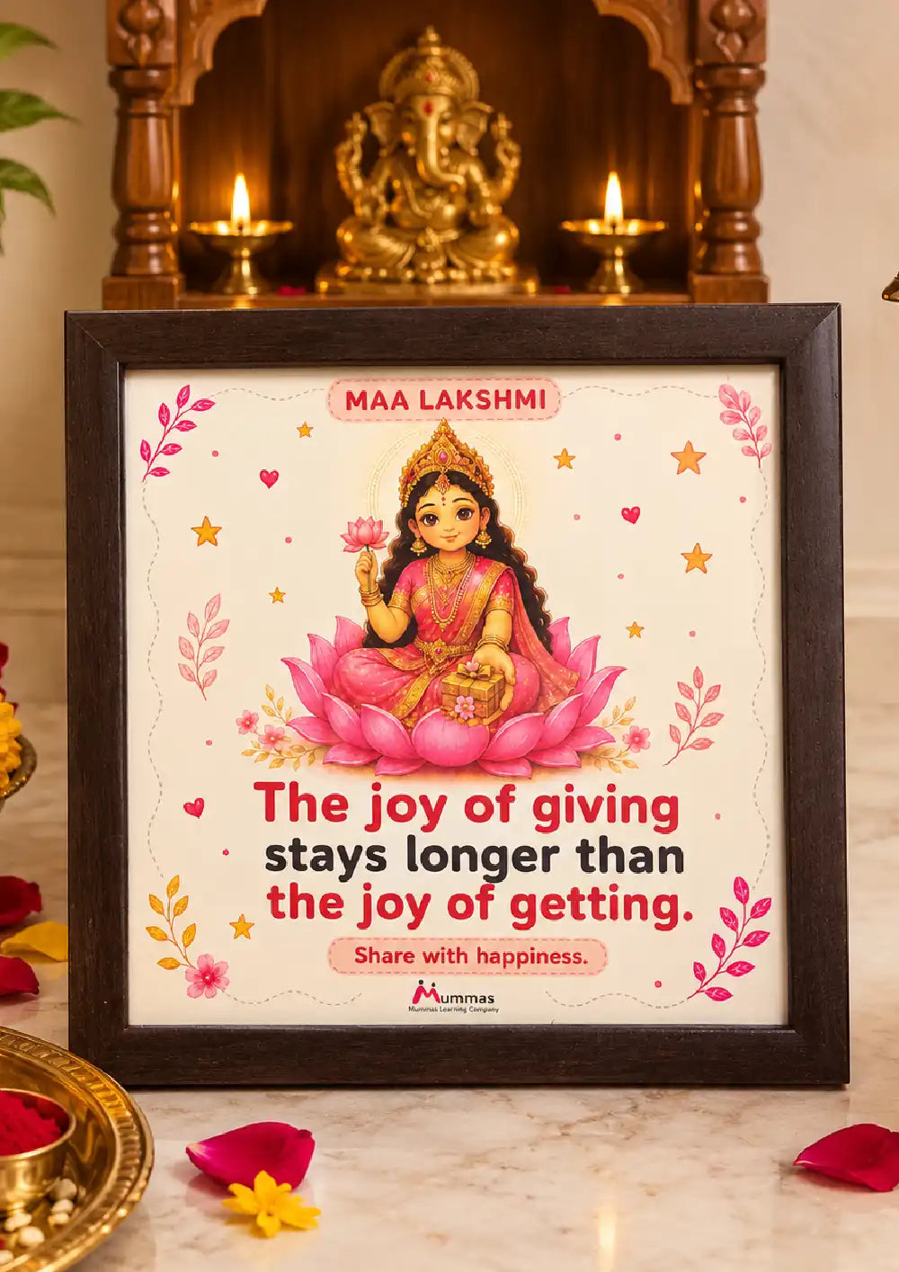 Maa Laxmi The Joy Of Giving Stays Longer Than The Joy of Getting Photo Frame - 8X8 Inches