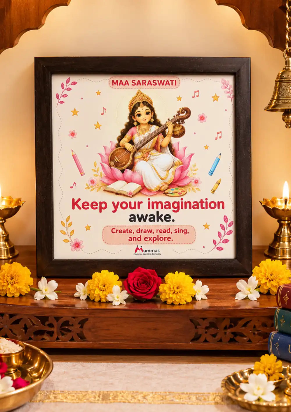 Maa Saraswati Keep Your Imagination Photo Frame - 8X8 Inches