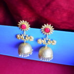 Lovebirds-Pink-Stone-Jaipuri-Jhumka-With-Beads